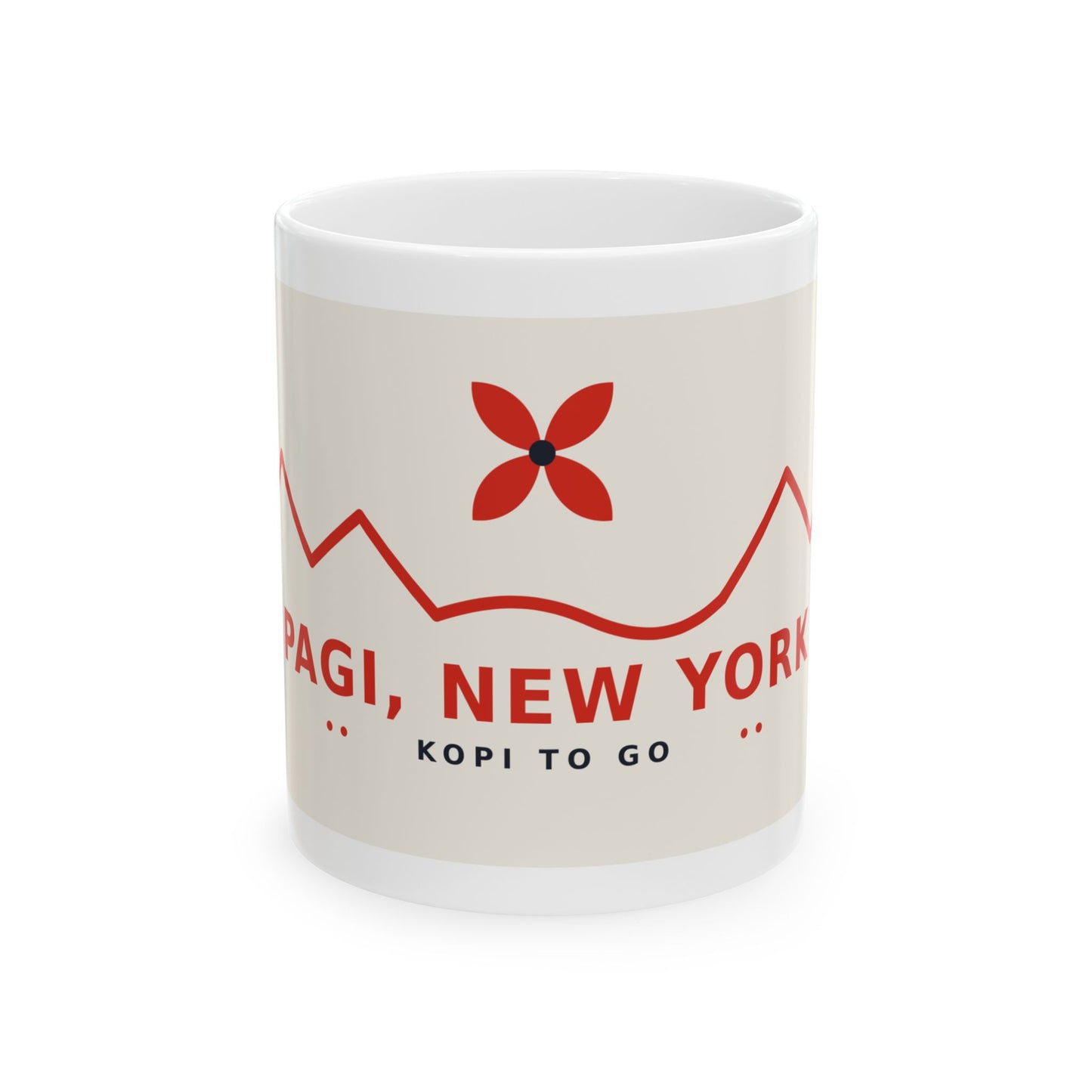Pagi, New York Ceramic Coffee Mug — Retro Kopi To Go Design (11oz/15oz)