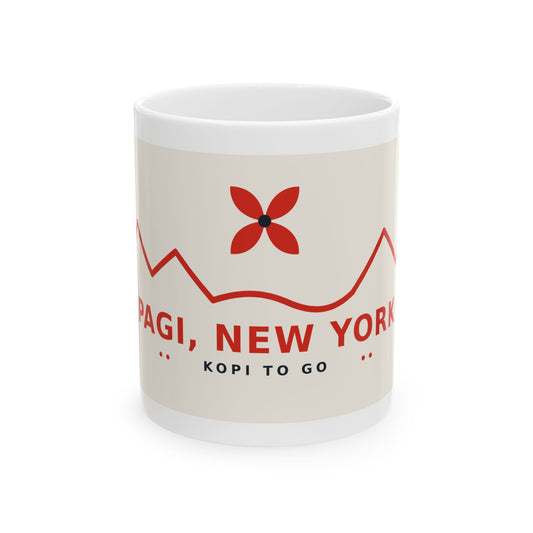 Pagi, New York Ceramic Coffee Mug — Retro Kopi To Go Design (11oz/15oz)